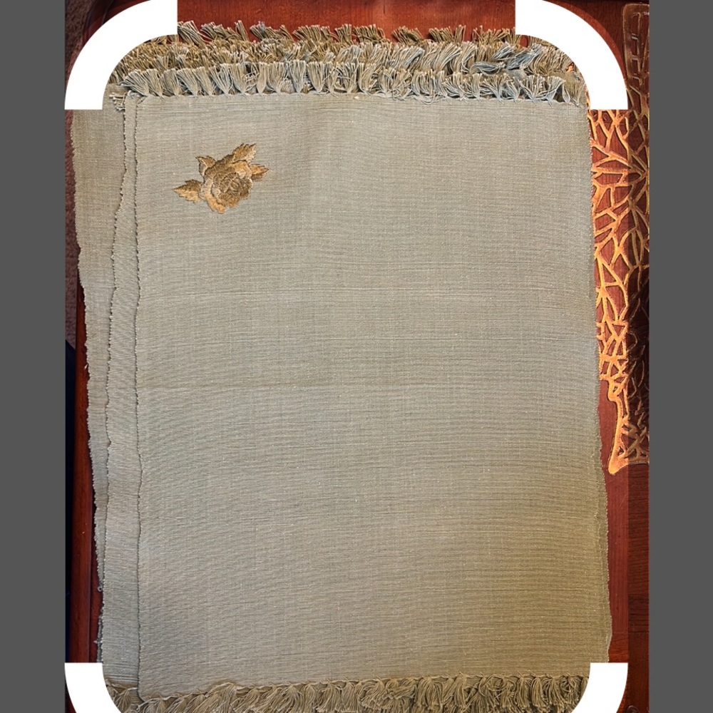 Fringed Blanket with Embroidered Floral Accent
